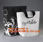 Luxury matte black shopping paper bag with logo UV for clothing packaging