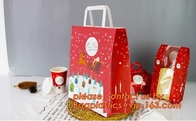 Christmas paper shopping bag, shopper, Customized Reusable Brown baguette bag /kraft paper bread bag with window, handle