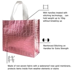 Rose Gold Gift Non-woven Bags, Bridesmaid Bags, Glossy Glitter Durable Reusable Grocery Bag Tote Bag Handl